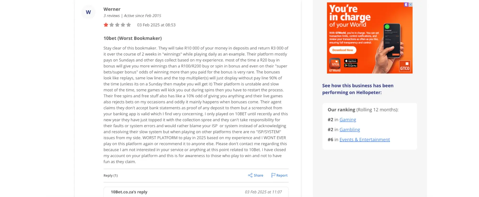 HelloPeter review screenshot